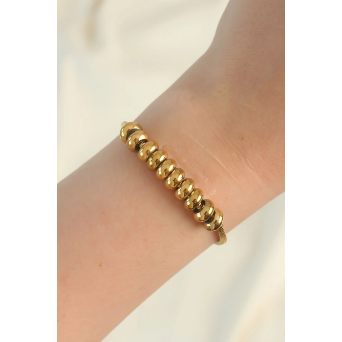316L Çelik Gold Renk Oval Figürlü Bileklik - TJ-BB6096