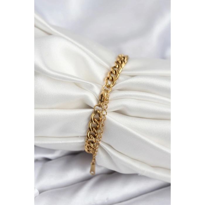 316L Çelik Gold Renk Yazı Yazmaya Uygun Kadın Bileklik - TJ-BB7918