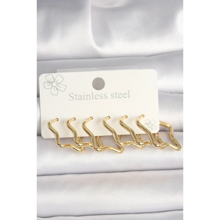 316L Çelik Gold Renk Yıldız Model Kadın Küpe Seti - TJ-BKP10352