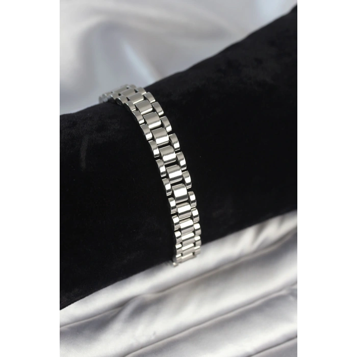 316L Çelik Gümüş Renk 9 mm Kalınlık Erkek Bileklik