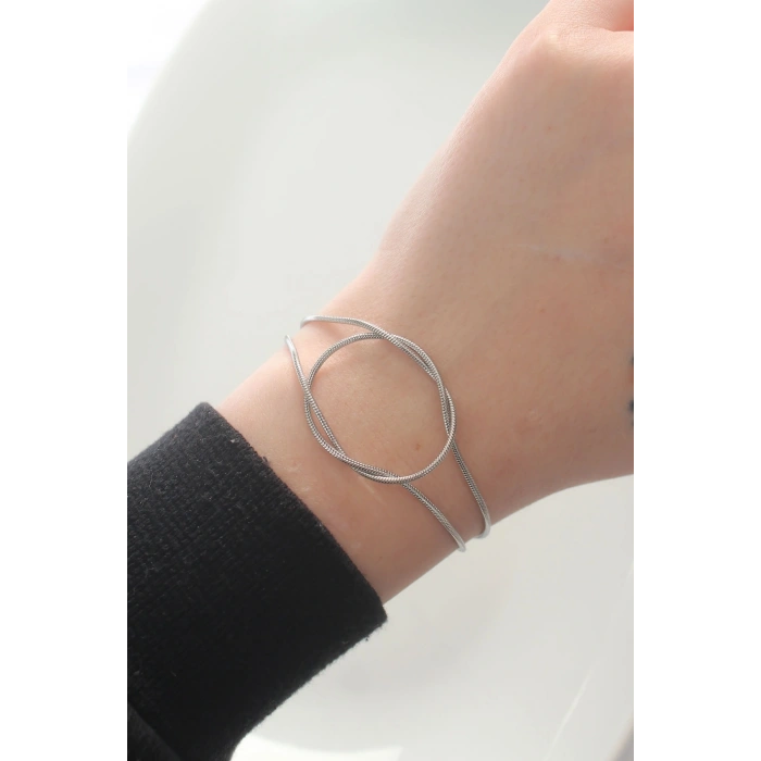 316L Çelik Gümüş Renk Düğüm Model Bileklik