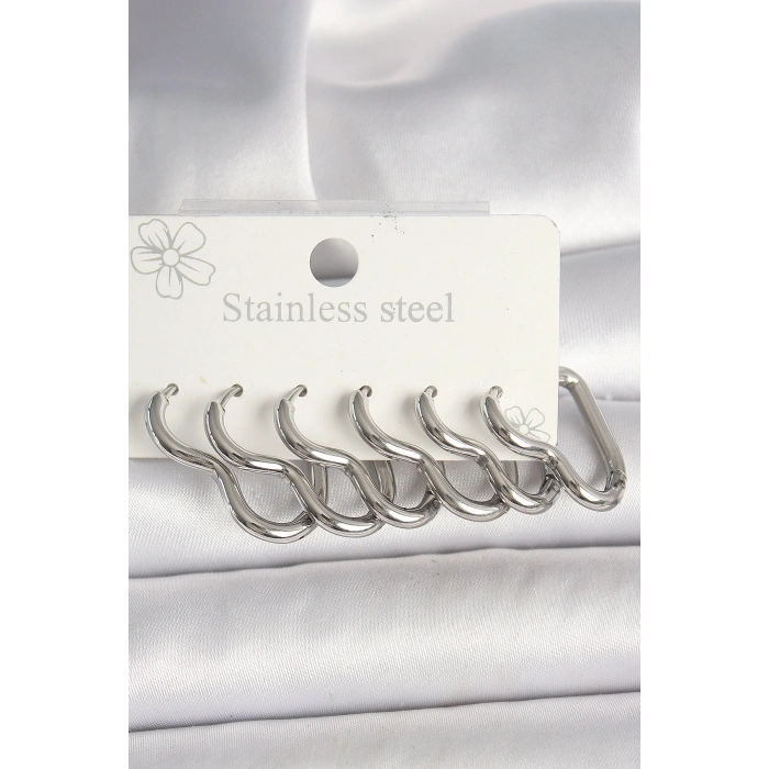 316L Çelik Gümüş Renk Kalp Model Kadın Küpe Seti - TJ-BKP10355