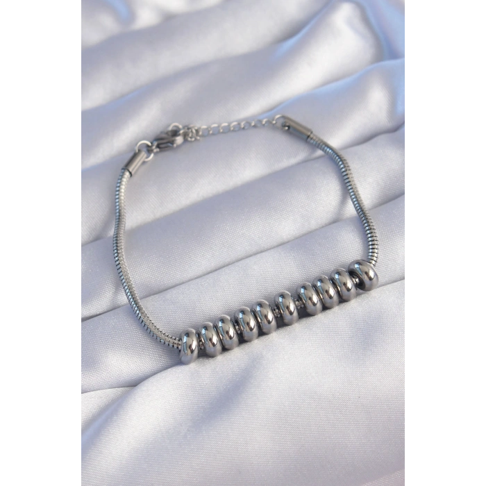 316L Çelik Gümüş Renk Oval Figürlü Bileklik - TJ-BB6097