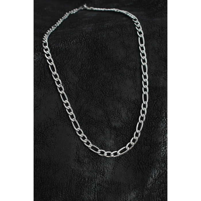 316L Çelik Kalın Figaro Zincir Model Gümüş Renk Erkek Kolye