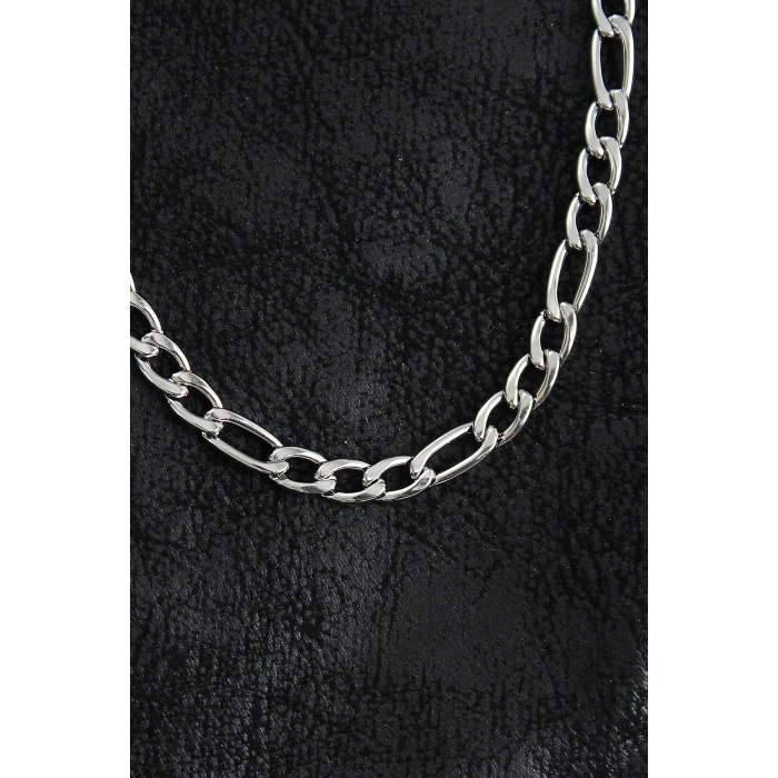 316L Çelik Kalın Figaro Zincir Model Gümüş Renk Erkek Kolye