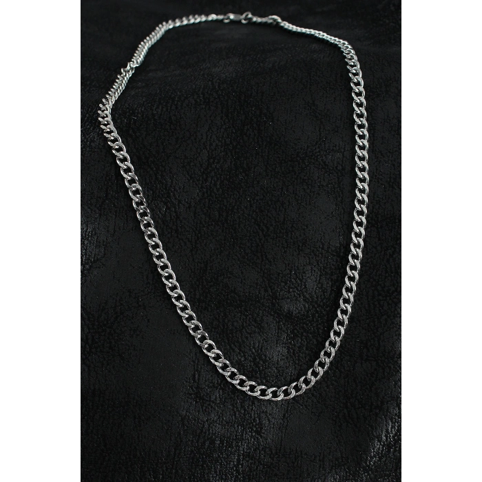 316L Çelik Klasik Zincir Model Gümüş Renk Erkek Kolye