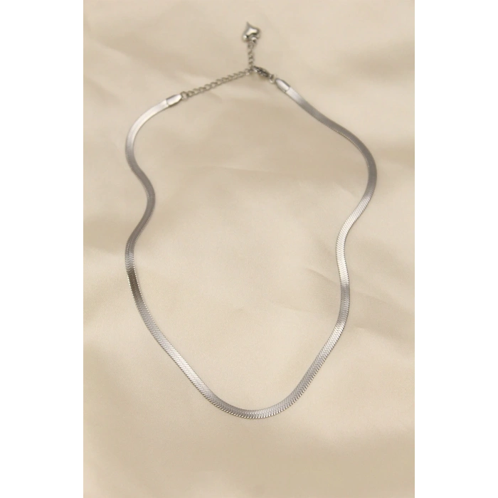 316L Çelik Silver Renk 45 cm İtalyan Zincir Model Kadın Kolye
