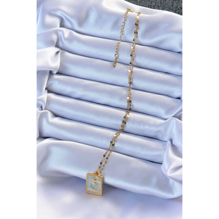 316L Çelik Zincir Altın Renk Mi Mineli Tarot Kolye