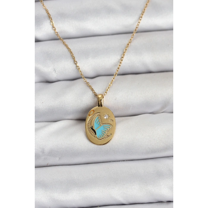 316L Çelik Zincir Gold Renk Figür Kadın Kolye - TJ-BKO10755