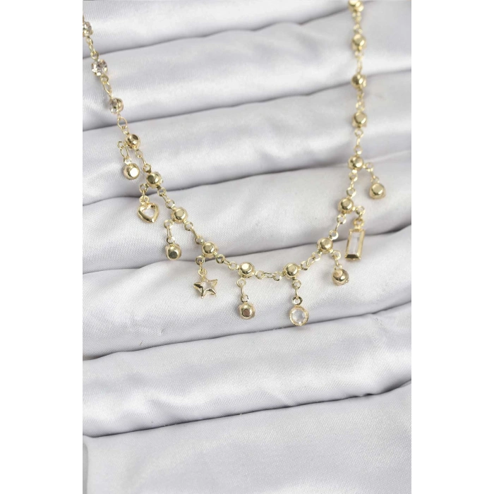 316L Çelik Zincir Gold Renk Kolye - TJ-BKO10784