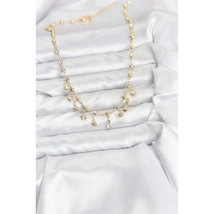 316L Çelik Zincir Gold Renk Kolye - TJ-BKO10784