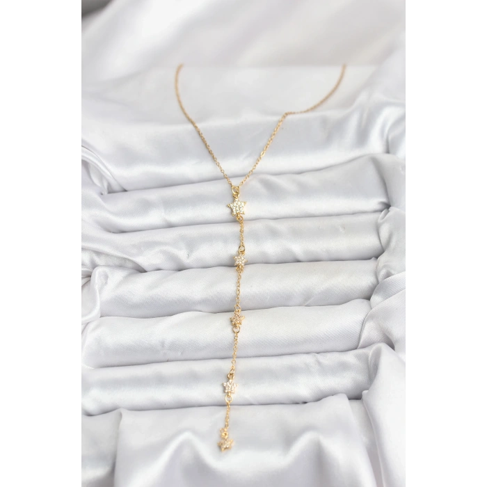 316L Çelik Zincir Gold Renkli Yıldız Model Kadın Y Kolye - TJ-BKO10670