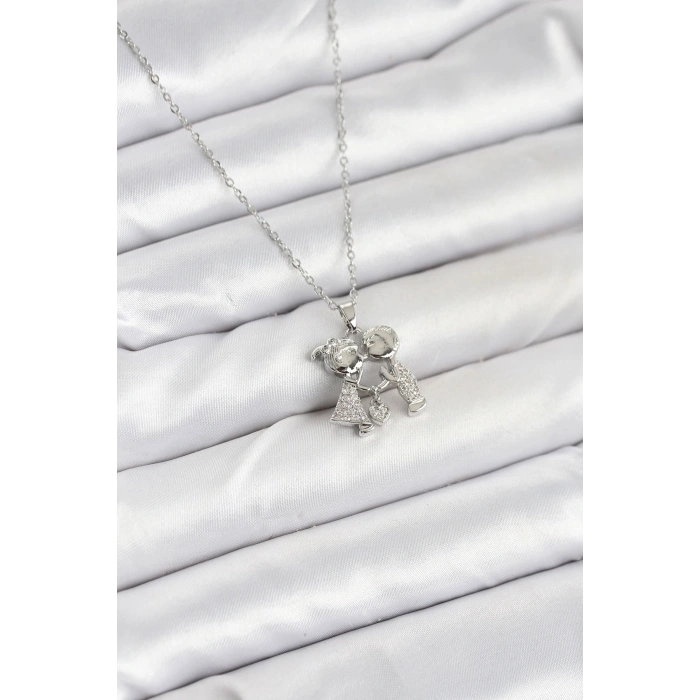 316L Çelik Zincir Gümüş Renk Erkek Kız Model Kadın Kolye - TJ-BKO10618