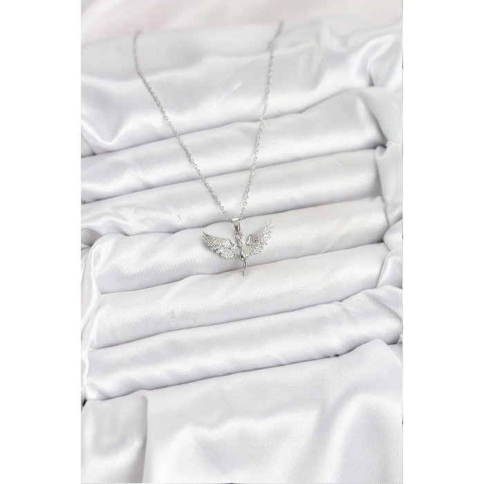 316L Çelik Zincir Gümüş Renk Melek Model Kadın Kolye - TJ-BKO10622