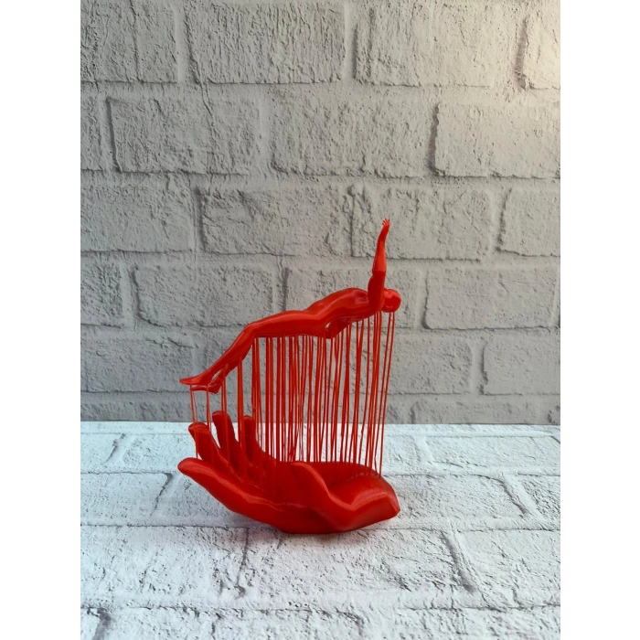 3D El Formlu İnsan Figürü Kırmızı Modern Soyut Dekoratif Biblo 12x18 cm