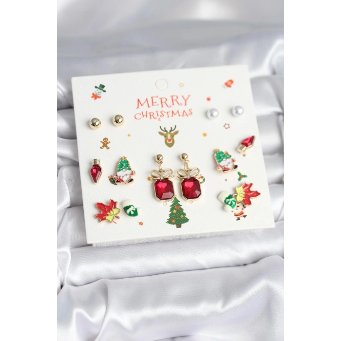 8 Çift Yılbaşı Temalı Kadın Küpe