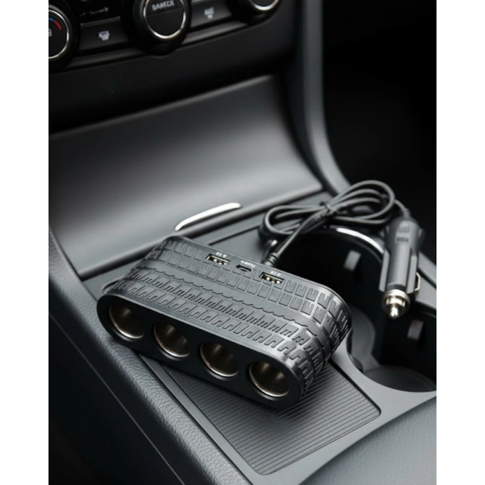 Araç İçi Güç Dağıtıcı 4 Çakmaklık 2 USB 1 Type C Şarj Ünitesi