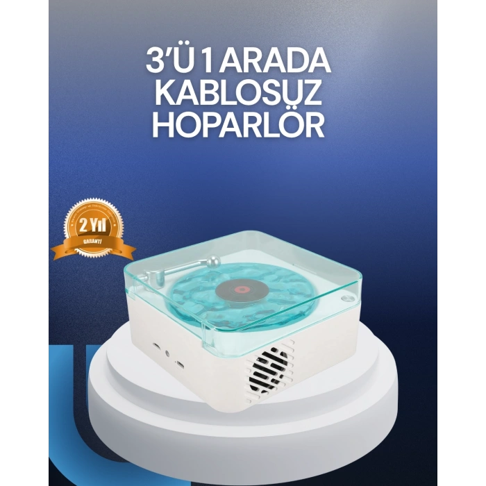 Bluetooth Hoparlör – 3-ü-1 Saatli Gece Lambası ve Vintage Tasarım