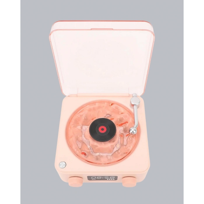 Bluetooth Hoparlörlü Gece Lambası Dijital Saatli Şeffaf Su Dalgası Işıklı Dekoratif