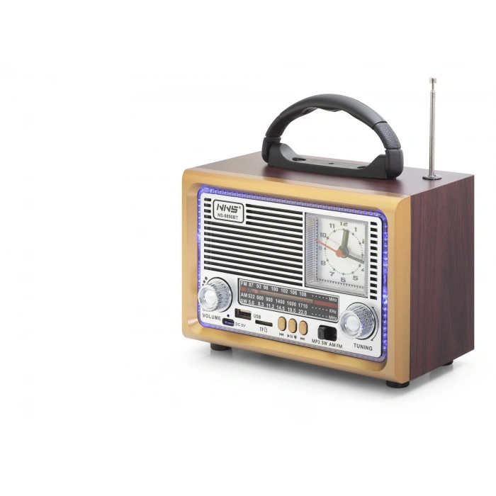 Bluetooth Nostaljik Hoparlör Fm Retro Saatli 20 X 10.2 X 14.5 Cm NS8890BT