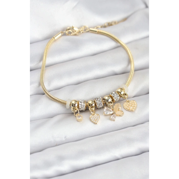 Charmlı Gold Renk Kadın Bileklik - TJ-BB8219