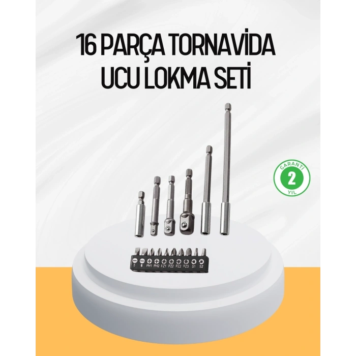 Ergonomik 16 Parça Bits Tornida Uç ve Adaptör Seti
