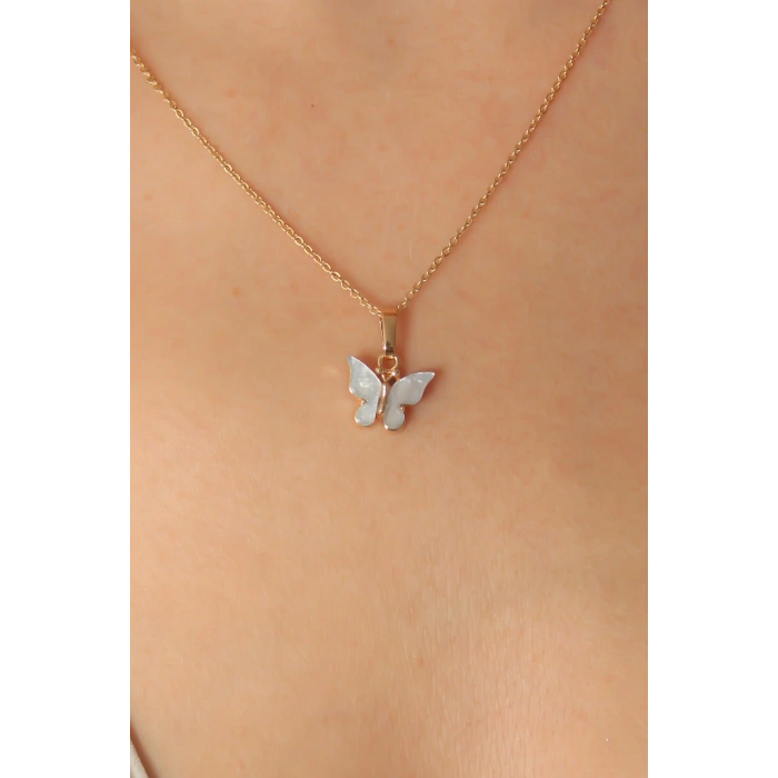 Gold Mavi Renk Figür Kadın Kolye - TJ-BKO6816