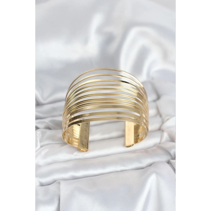 Gold Renk Pirinç Kaburga Model Kadın Bileklik - TJ-BB8065