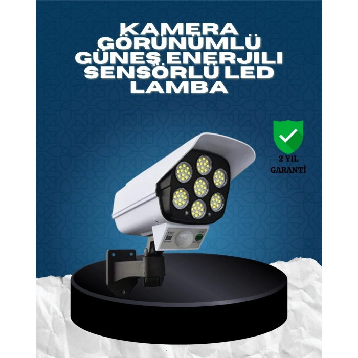 Güneş Enerjili Kamera Görünümlü Hareket Sensörlü LED Duvar Lambası Uzaktan Kumandalı
