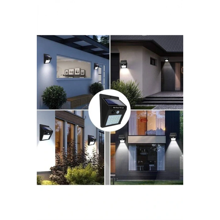 Güneş Enerjili Sensörlü Duvar Lambası Bahçe Lamba Suya Dayanıklı Bahçe Aydınlatma