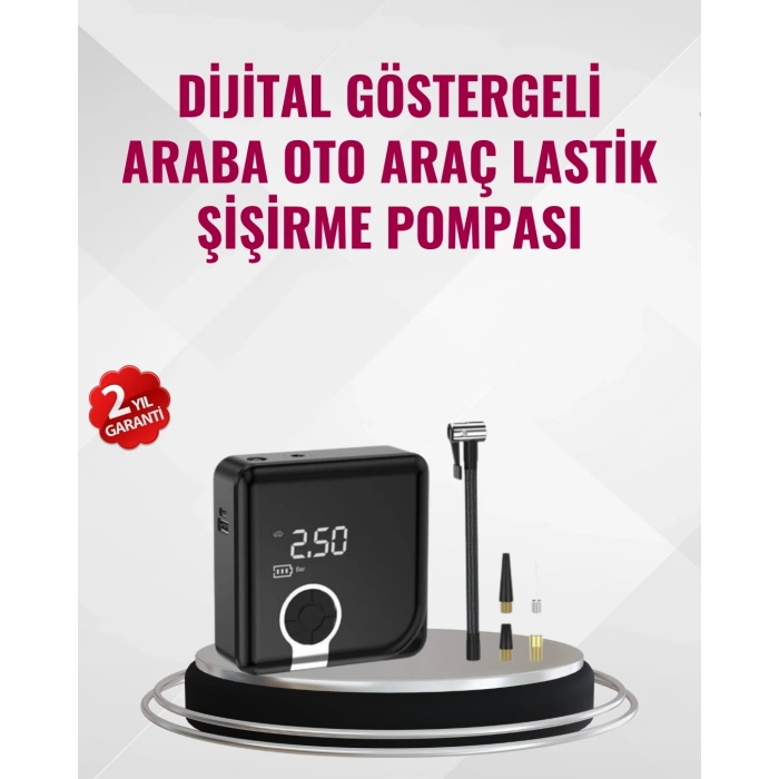 Kompakt Tasarımlı LED Işıklı Taşınabilir Ha Kompresörü