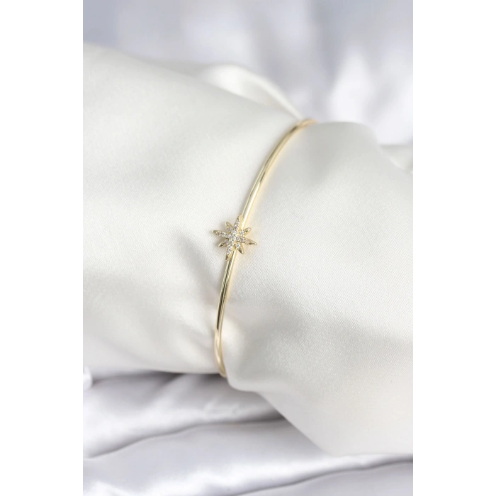 Kutup Yıldızı Figür Pirinç Gold Renk Kadın Bileklik - TJ-BB7999