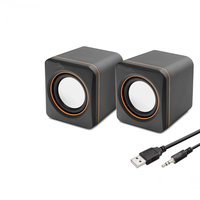 Masaüstü Hoparlör 1+1 USB + 3.5mm - Siyah HD6049