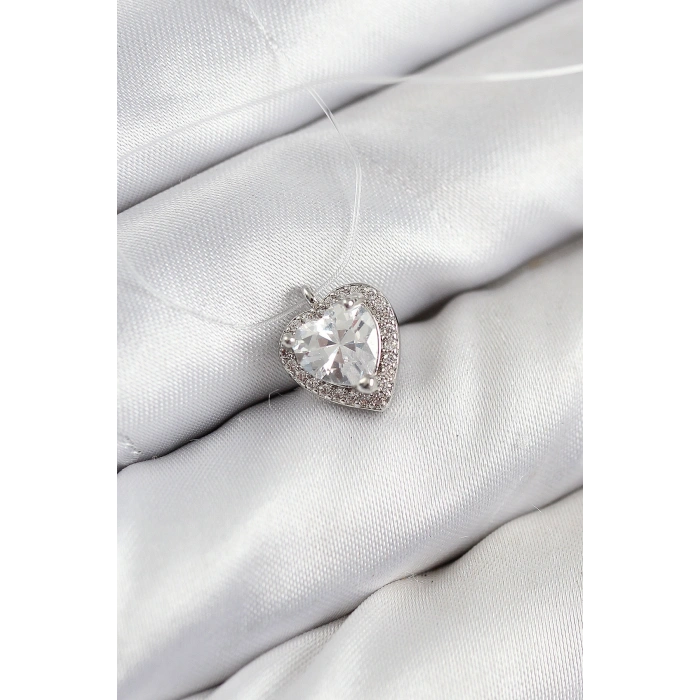 Misineli Kalp Model Gümüş Renk Hayalet Kolye - TJ-BKO10503