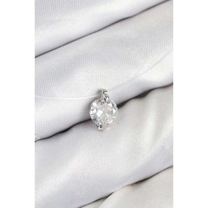 Misineli Zirkon Taşlı Model Gümüş Renk Hayalet Kolye - TJ-BKO10505