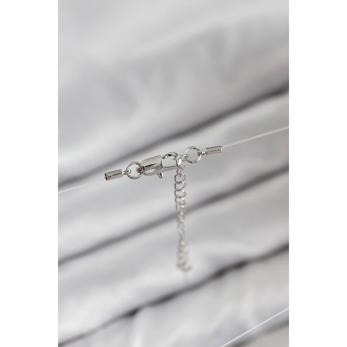 Misineli Zirkon Taşlı Model Gümüş Renk Hayalet Kolye - TJ-BKO10505