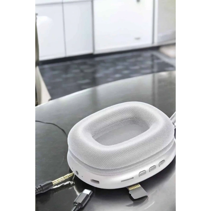 P9 Plus Kablosuz Kulak Üstü Bluetooth Kulaklık Beyaz Yüksek Ses Kaliteli