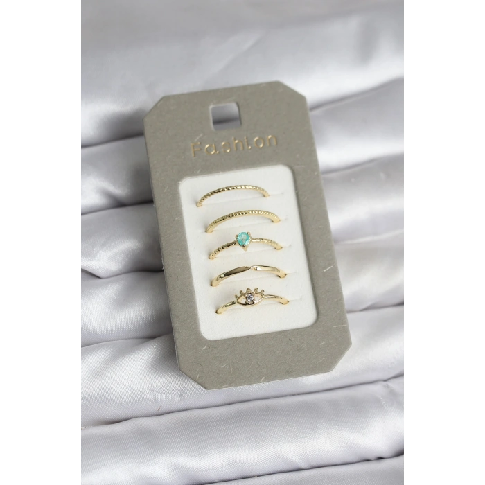 Pirinç Gold Renk 5li Yüzük Seti - TJ-BYK3923