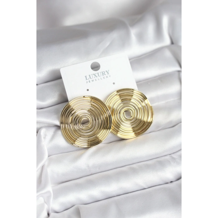Pirinç Gold Renk Circle Model Kadın Küpe
