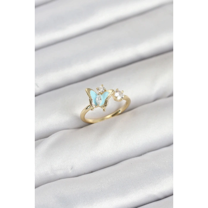 Pirinç Gold Renk Kelebek Model Kadın Yüzük