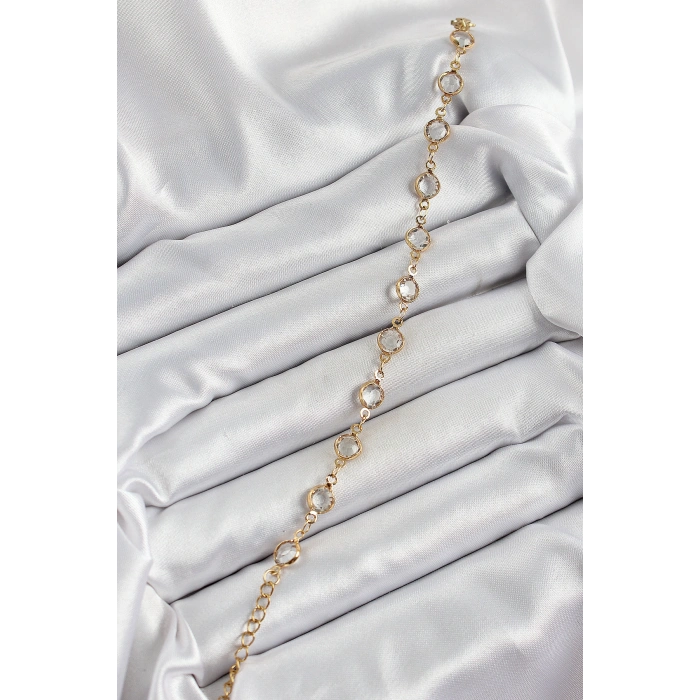 Pirinç Gold Renk Zirkon Taşlı Kadın Bileklik - TJ-BB7050