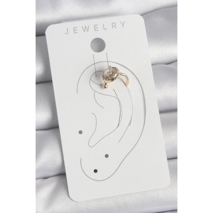 Pirinç Gold Renk Zirkon Taşlı Kadın Kıkırdak Küpe - TJ-BKP10573