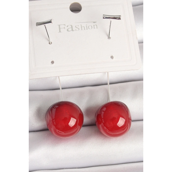 Pirinç Gümüş Renk Çivi Kiraz Model Kadın Küpe - TJ-BKP10376