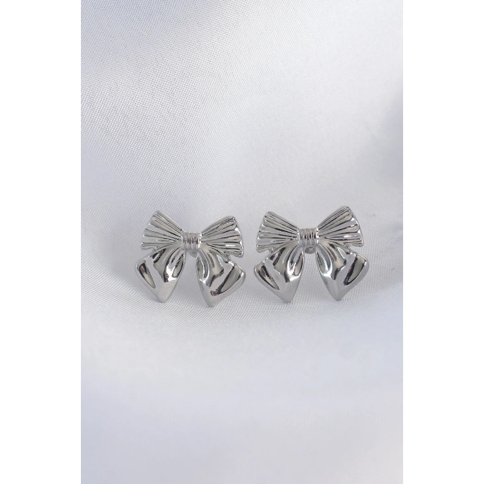 Pirinç Gümüş Renk Fiyonk Küpe - TJ-BKP8943