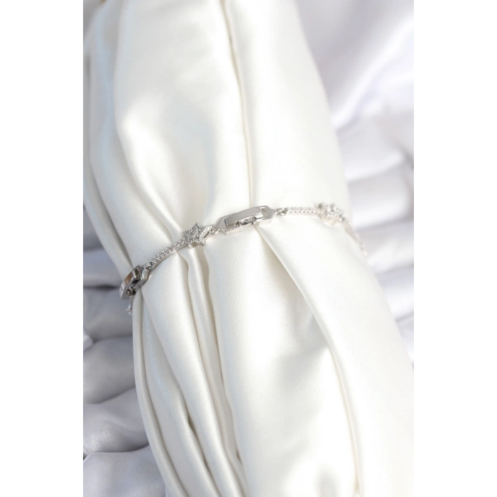 Pirinç Gümüş Renk Halley Yıldız Model Kadın Bileklik - TJ-BB7983