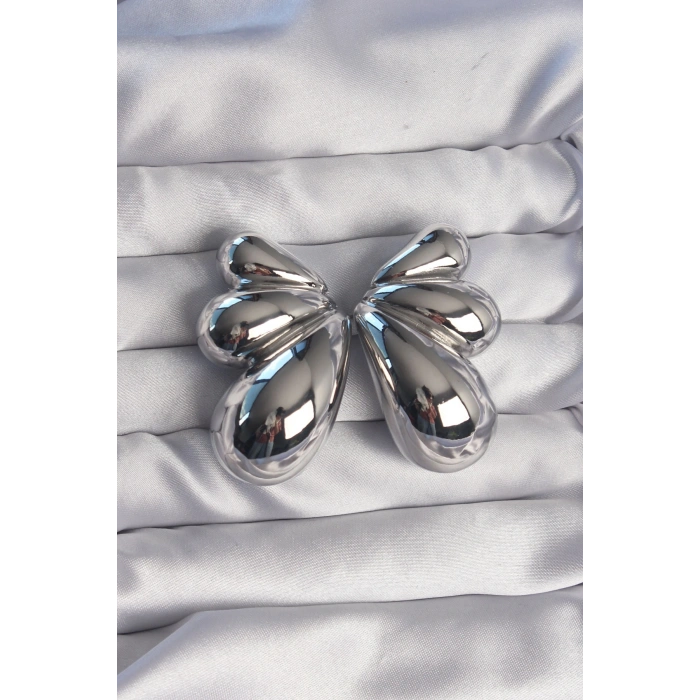 Pirinç Gümüş Renk İri Bombeli Küpe - TJ-BKP9112