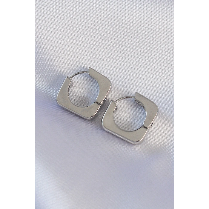Pirinç Gümüş Renk Kare Küpe - TJ-BKP8987