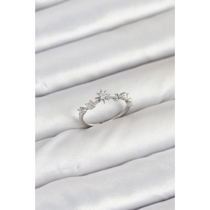 Pirinç Gümüş Renk Manifest Kadın Yüzük - TJ-BYK3891