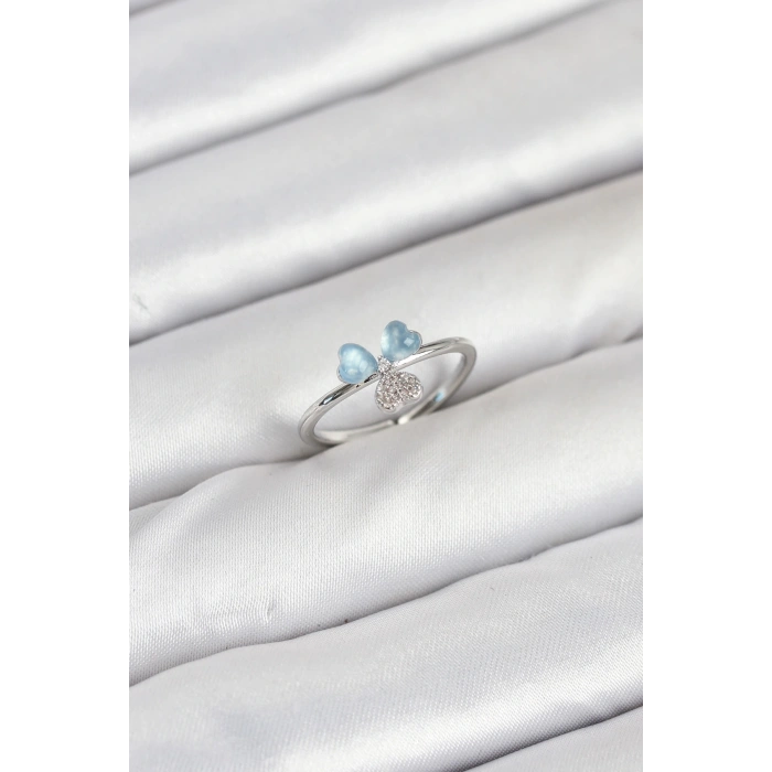 Pirinç Gümüş Renk Yonca Model Kadın Yüzük