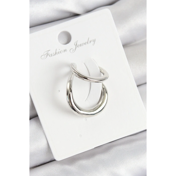 Pirinç Halka Model Gümüş Renk Sağ Kıkırdak Küpe